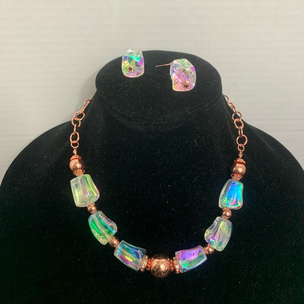 Beautiful acrylic translucent necklace and earrings set